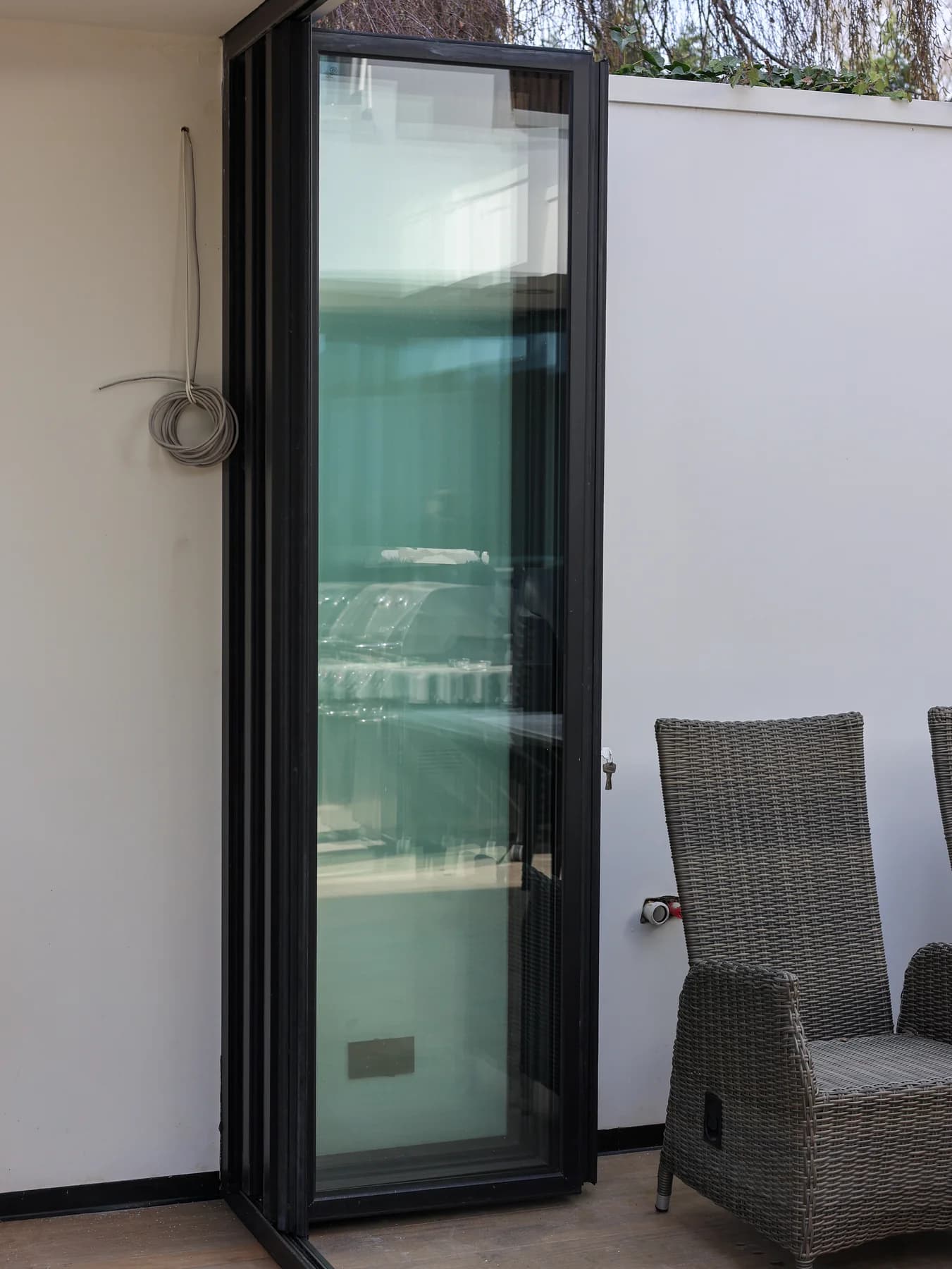 Folding door panels viewed from inside