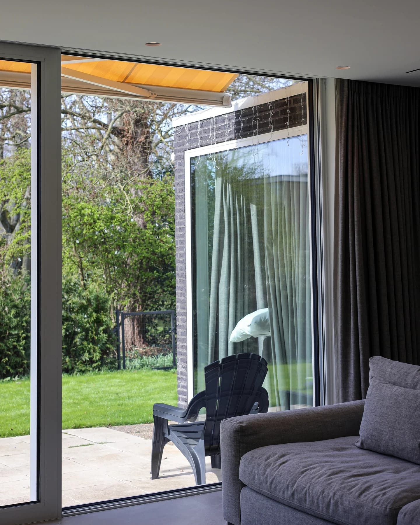 Sliding doors viewed from the living room towards the garden